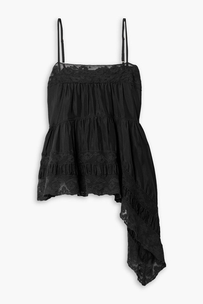 Setta asymmetric lace-trimmed silk camisole