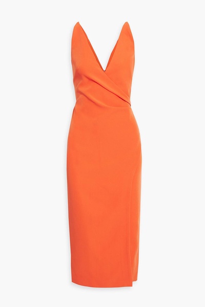 Wrap-effect stretch-crepe midi dress