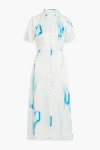 Balisa tie-dyed washed-silk midi shirt dress