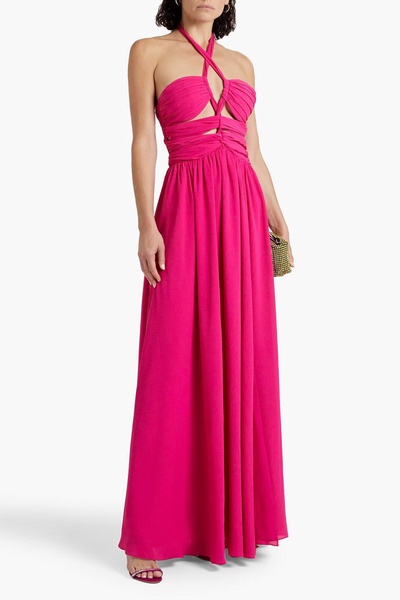 Ally ruched georgette halterneck maxi dress