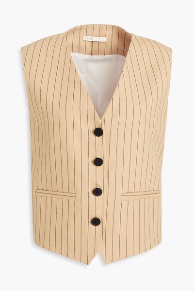 Pinstriped cotton and linen-blend vest