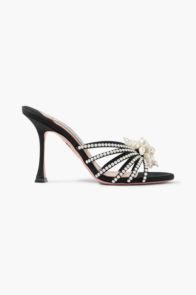 Vendome faux pearl-embellished faille mules