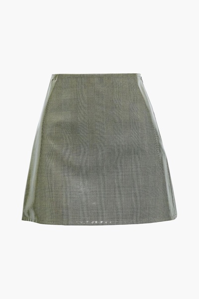 Coated Prince of Wales checked cotton-blend mini skirt