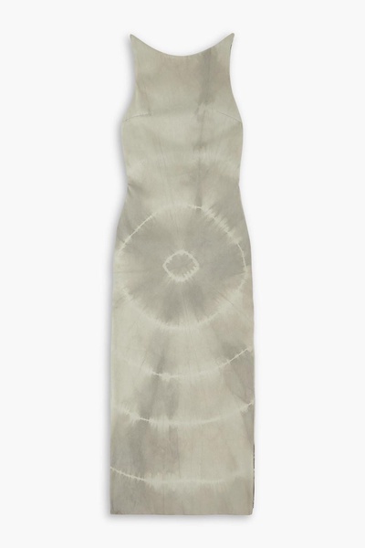 Open-back tie-dyed faux suede midi dress