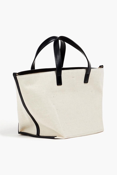 Leather-trimmed canvas tote