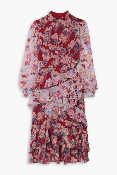 Isa tiered ruffled floral-print silk-chiffon midi dress