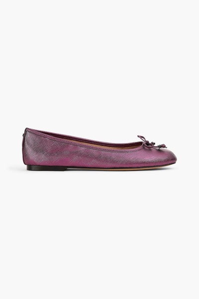 Felicia metallic faux textured-leather ballet flats