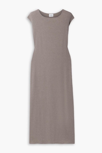 Lauren tie-detailed brushed-knit midi dress