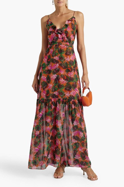 Ani ruffled printed silk-chiffon maxi dress