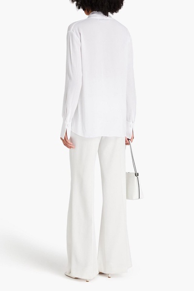 Draped stretch-crepe blouse