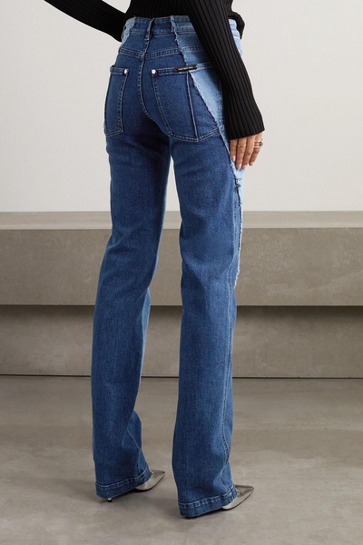 Two-tone high-rise slim-leg jeans