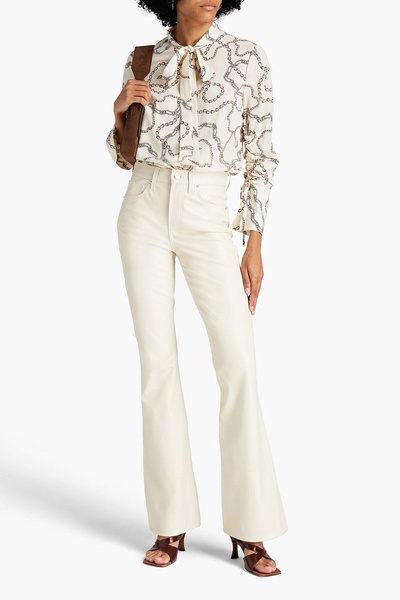 Remi pussy-bow printed silk-blend crepe de chine blouse