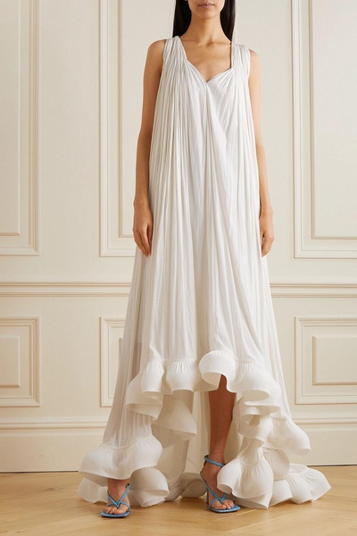 Ruffled chiffon gown