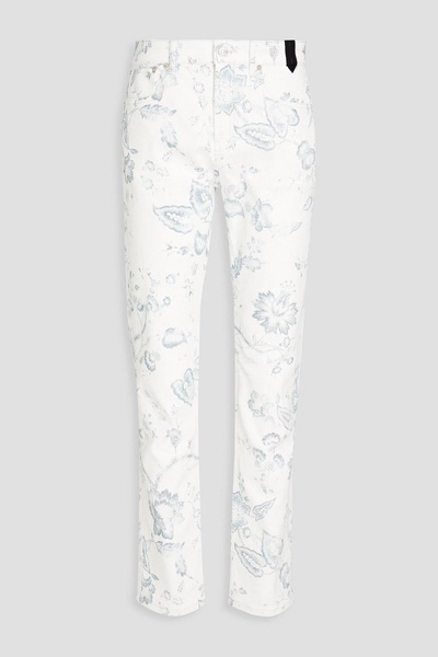 Oliver slim-fit floral-print denim jeans