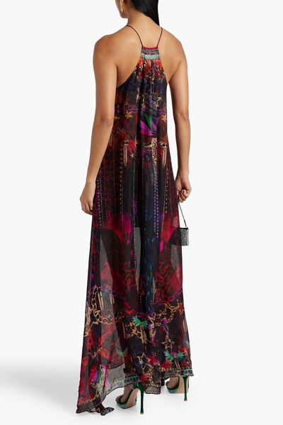 Embellished printed silk-chiffon maxi dress