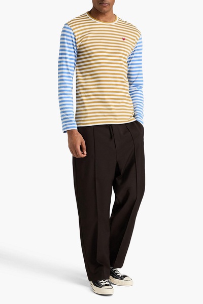 Appliquéd striped cotton-jersey T-shirt