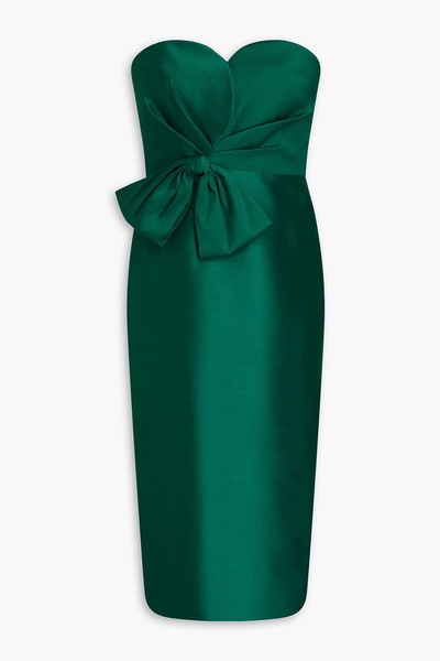 Strapless bow-detailed twill dress