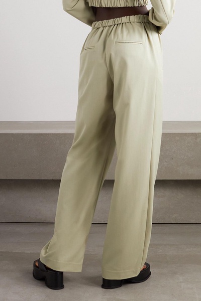 Contorta ruched wool-blend gabardine wide-leg pants