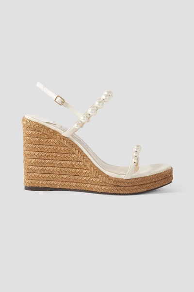 Amatuus 110 embellished leather espadrille wedge sandals