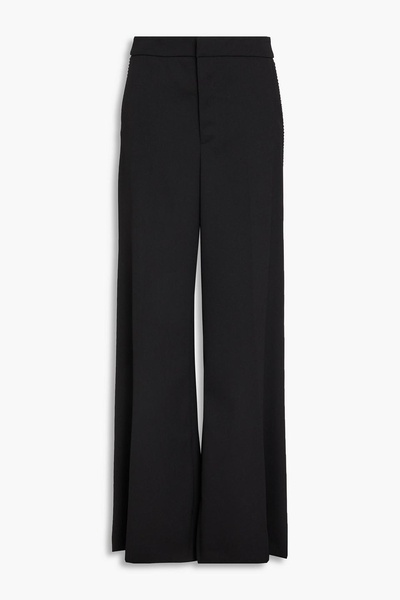 Crystal-embellished wool-crepe wide-leg pants