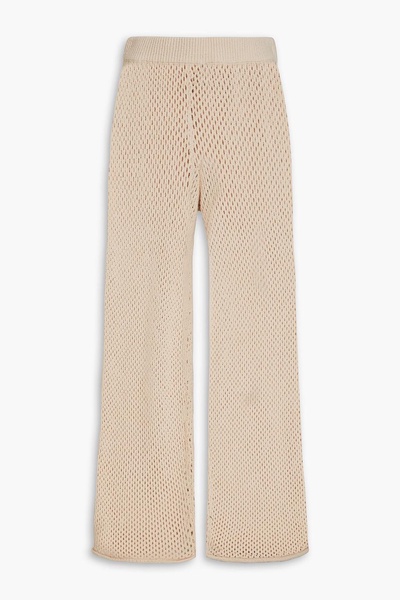 Crochet-knit cotton-blend wide-leg pants