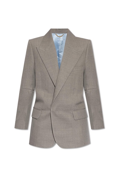 contrasting-border wool blazer