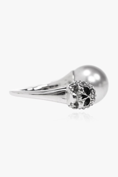 Alexander McQueen Pearl Skull Double Ring