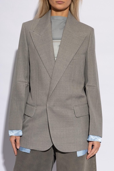 contrasting-border wool blazer