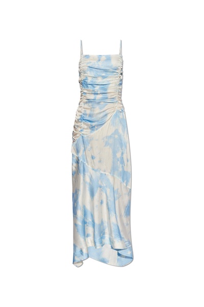 Ganni Tie-Dyed Satin Midi Sleeveless Dress