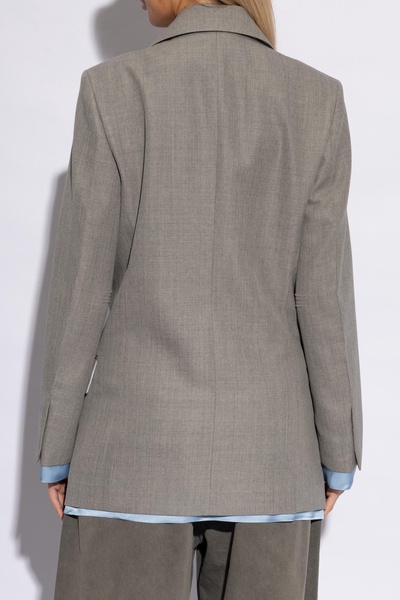 contrasting-border wool blazer