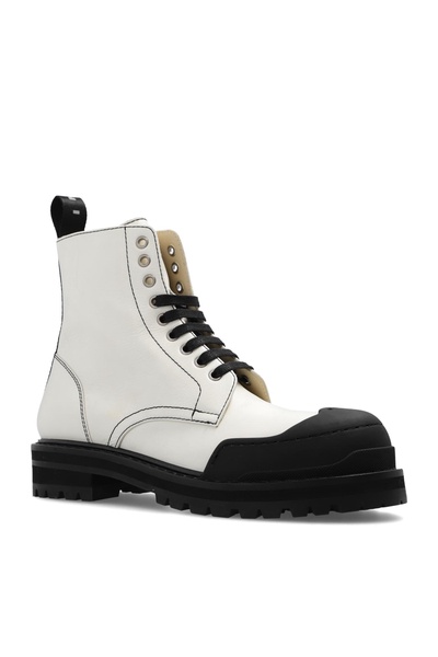 Marni Leather combat boots with logo