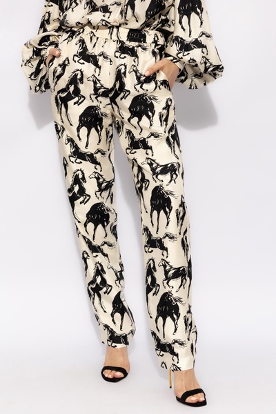 Balmain Silk Trousers With Horse Motif