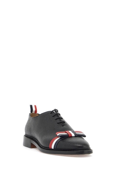 THOM BROWNE Tricolour Lace-Up Moccasin Shoes for Women in Black