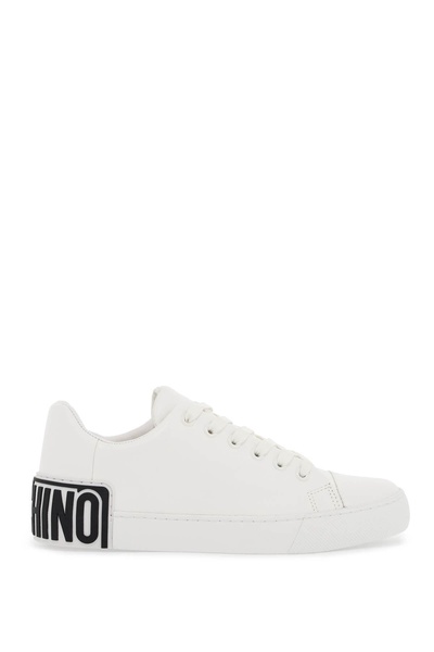 leather sneakers with rubber logo detail.