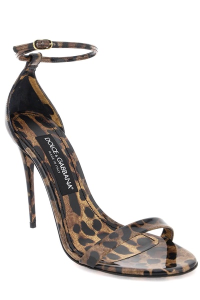 Dolce & gabbana sandali in pelle lucida stampa leopardo