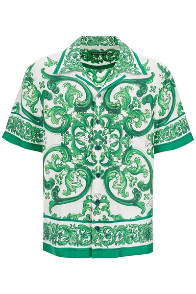 Dolce & Gabbana Hawaii Silk Twill Maiolica Print Shirt