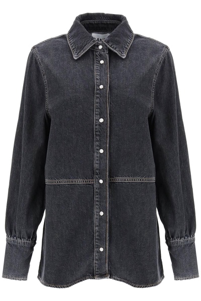 Ganni Rhinestone Denim Shirt