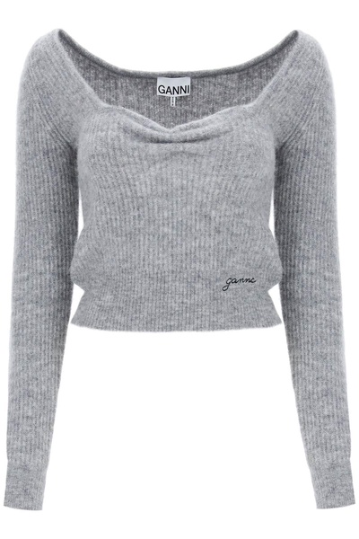 Ganni Sweater With Sweetheart Neckline