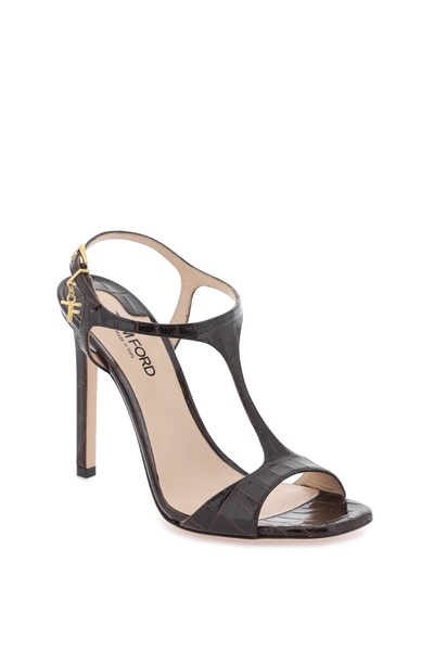 Tom Ford Angelina Sandals In Croco Embossed Glossy Leather