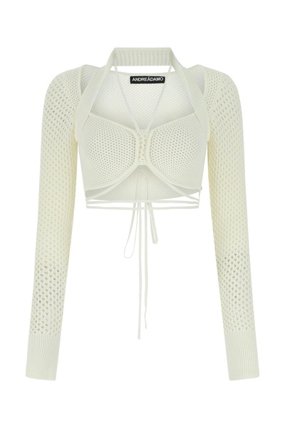 Ivory stretch mesh top