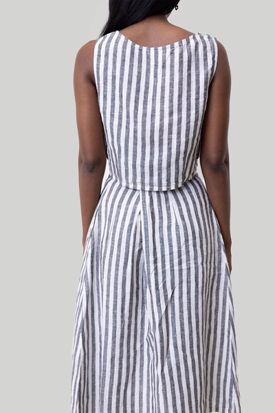 Overlap Midi Stripped Skirt