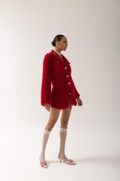 Red Monroe Handmade Knit Cardigan-Dress