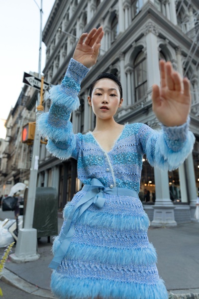 Blue Handmade Knit Sweater