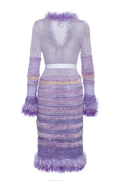 Purple Handmade Knit Cardigan-Dress