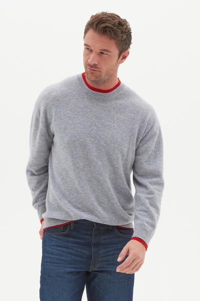 Mens Cashmere Crew Neck Sweater In Quarry Grey