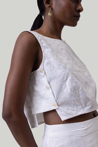 Boxy Coconut White Crop Top