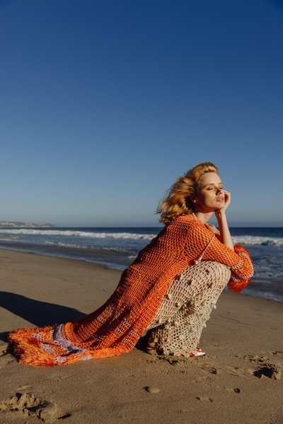 Orange Handmade Crochet Cardigan-Dress