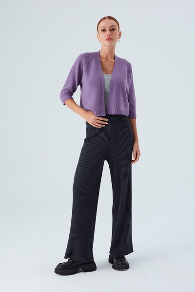 Cashmere Blend Bolero Cardigan - Dark Lilac