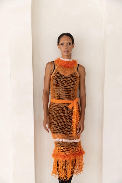 Orange Rose Handmade Knit Dress