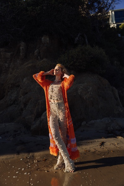 Orange Handmade Crochet Cardigan-Dress